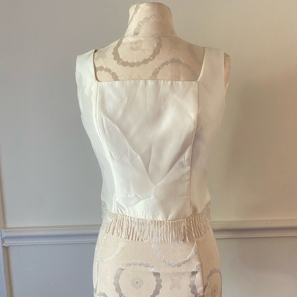 Vintage 1990’s ivory white silk beaded square neck crop top - Picture 5 of 5
